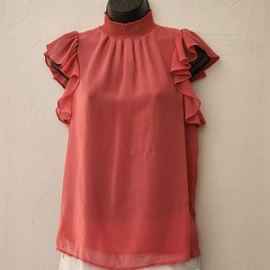 1. State Neck flutter sleeve blouse